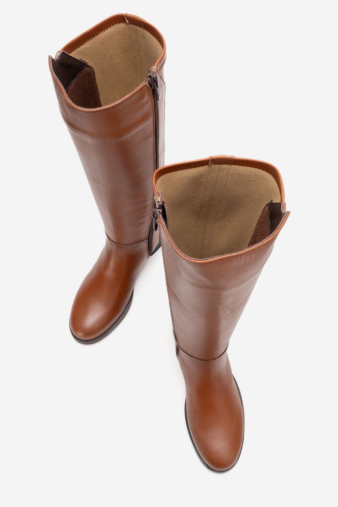 Kadın Deri Topuklu Çizme TABA PNC516 resmi