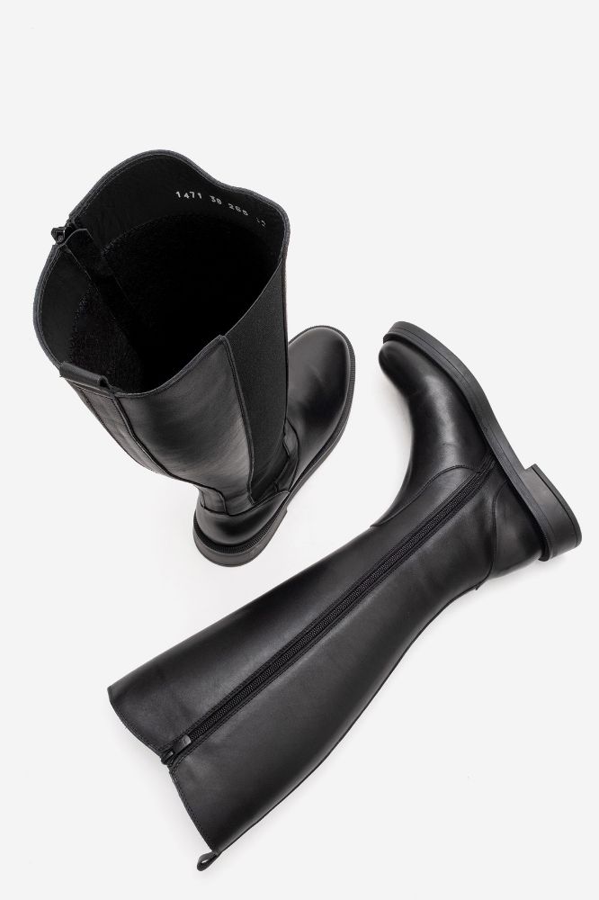Kadın Deri Lastikli Çizme SIYAH PNC1471 resmi