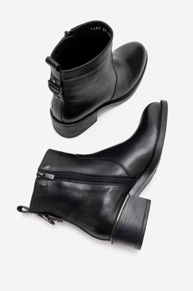 Kadın Deri Topuklu Bot SIYAH PNC1487 resmi