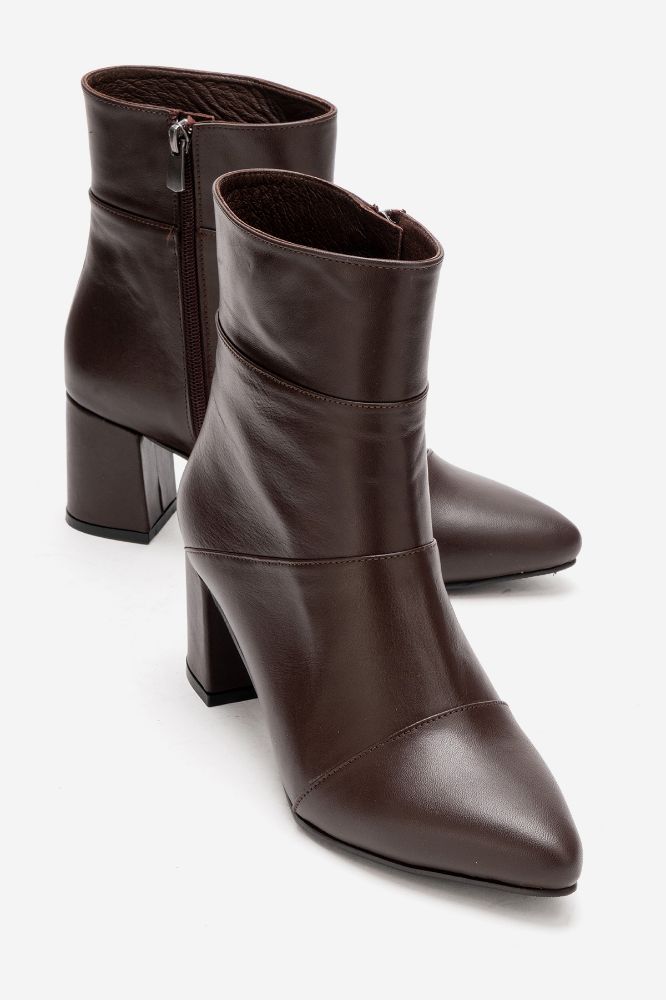 Kadın Deri Kalın Topuklu Bot KAHVE PYZ1206 resmi