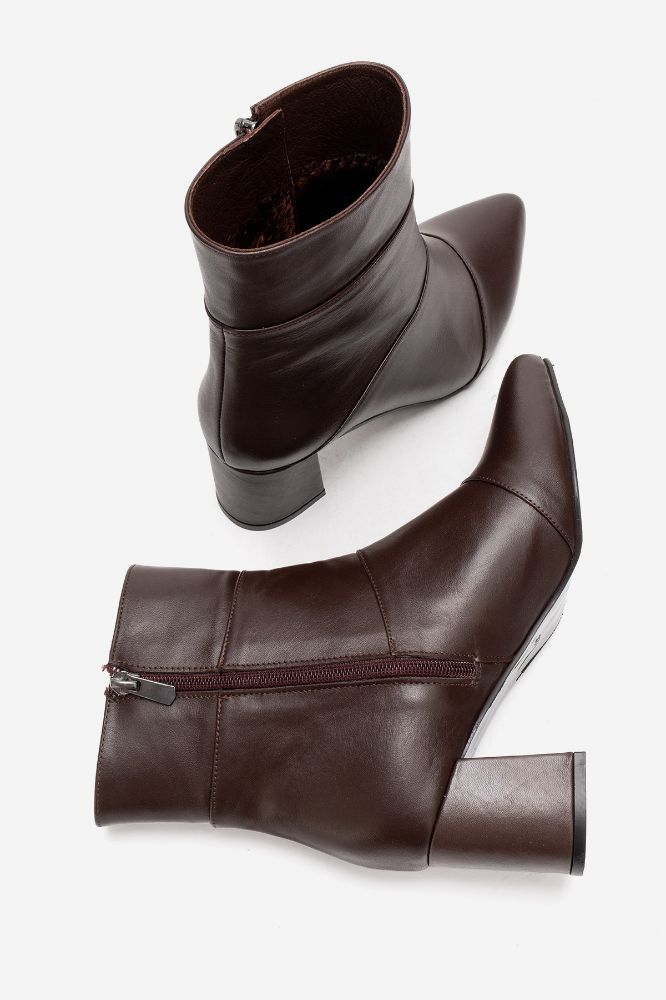 Kadın Deri Kalın Topuklu Bot KAHVE PYZ1206 resmi