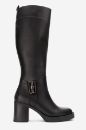 KADIN DERİ KALIN TOPUKLU  ÇİZME SIYAH WMN1415
