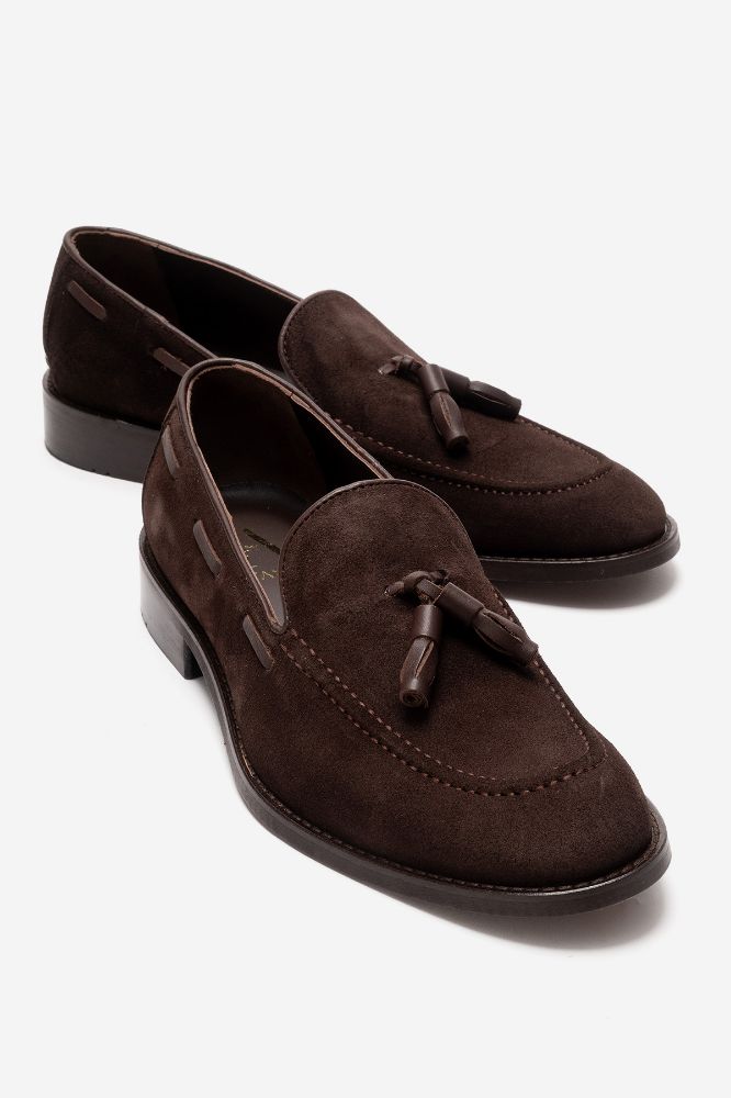 Erkek Deri Püsküllü Ayakkabı KAHVE SUET GLR7541 resmi