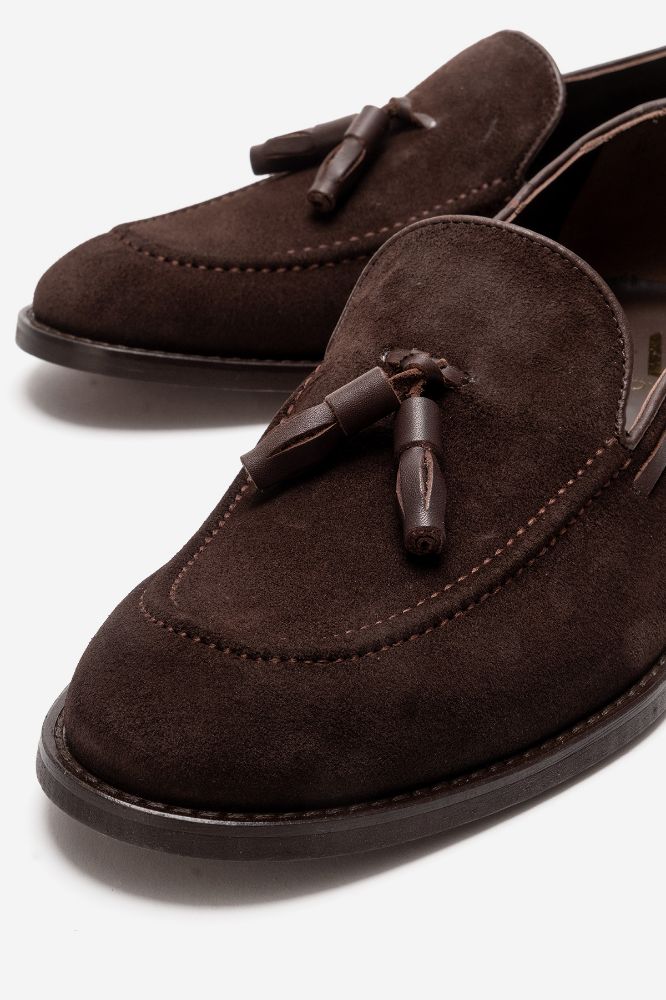 Erkek Deri Püsküllü Ayakkabı KAHVE SUET GLR7541 resmi