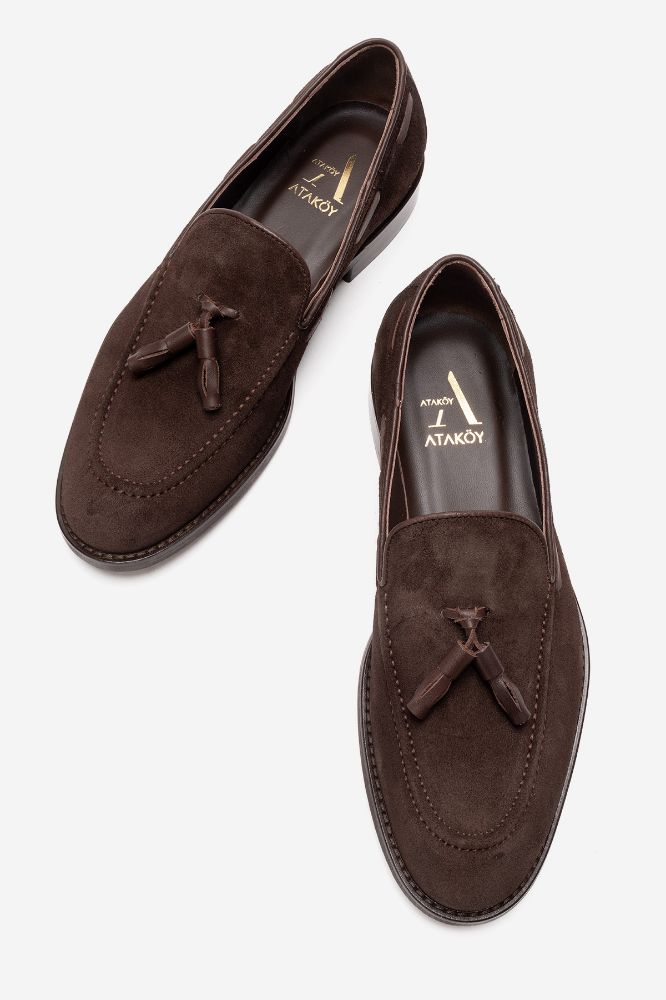 Erkek Deri Püsküllü Ayakkabı KAHVE SUET GLR7541 resmi