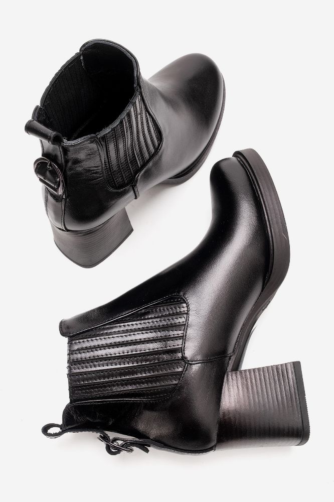 Kadın Deri Kalın Topuklu Bot SIYAH MON3117 resmi