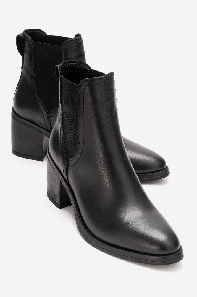 Kadın Deri Lastikli Topuklu Bot SIYAH PNC1306 resmi
