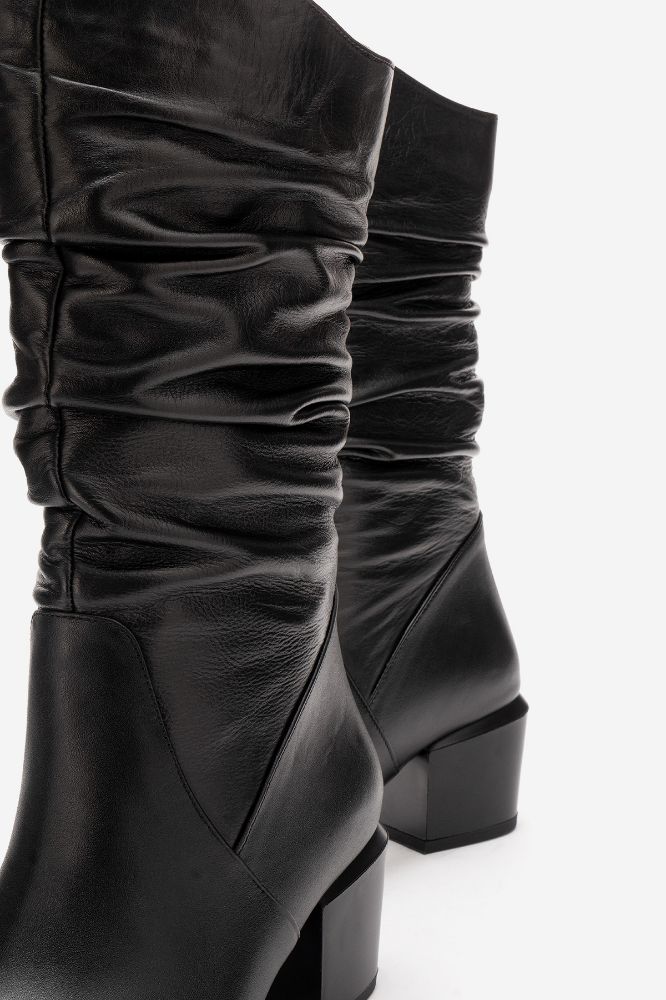 Kadın Deri Topuklu Çizme SIYAH PYZ2056 resmi