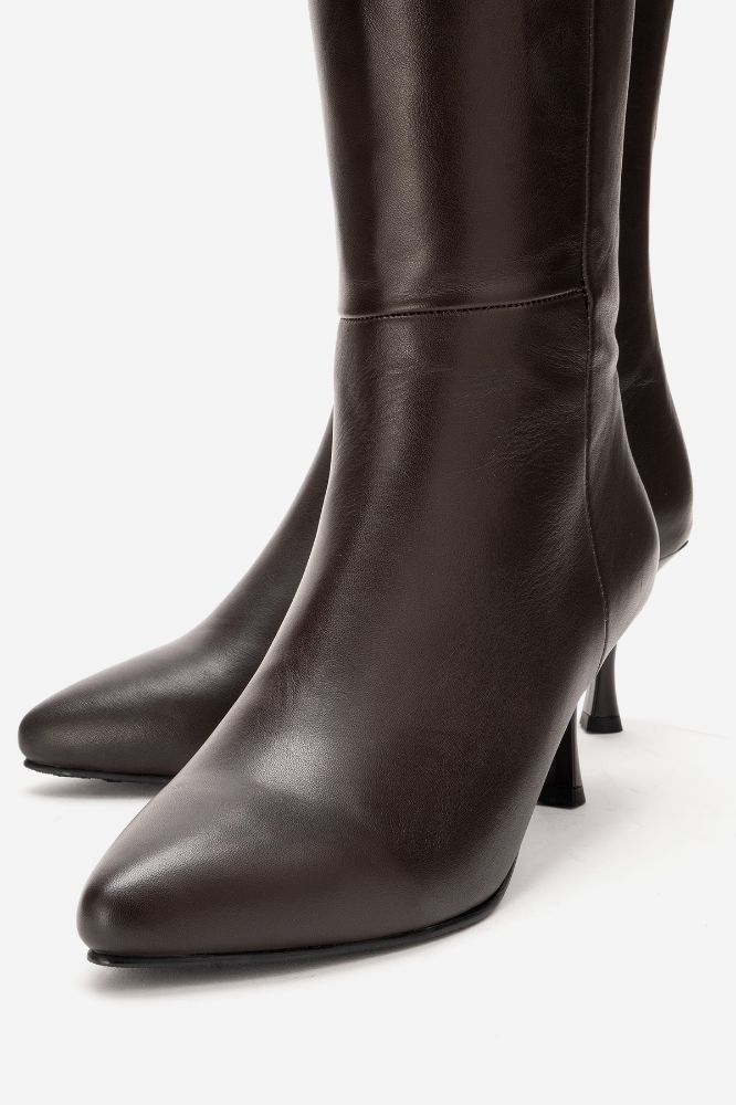 Kadın Deri İnce Topuklu Çizme KAHVE PYZ0403 resmi