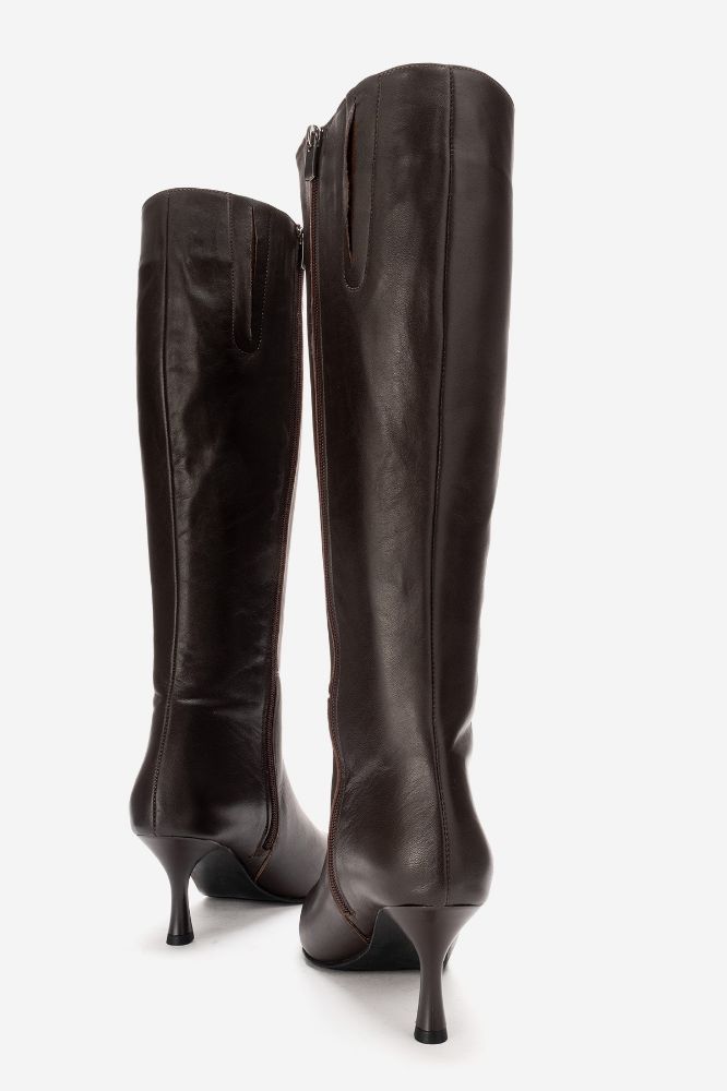 Kadın Deri İnce Topuklu Çizme KAHVE PYZ0403 resmi