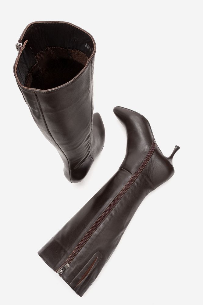 Kadın Deri İnce Topuklu Çizme KAHVE PYZ0403 resmi