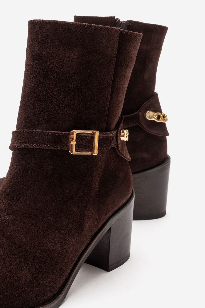 Kadın Deri Kalın Topuklu Bot KAHVE SUET PNC1467 resmi