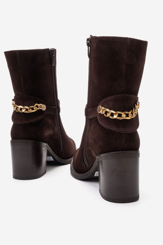 Kadın Deri Kalın Topuklu Bot KAHVE SUET PNC1467 resmi