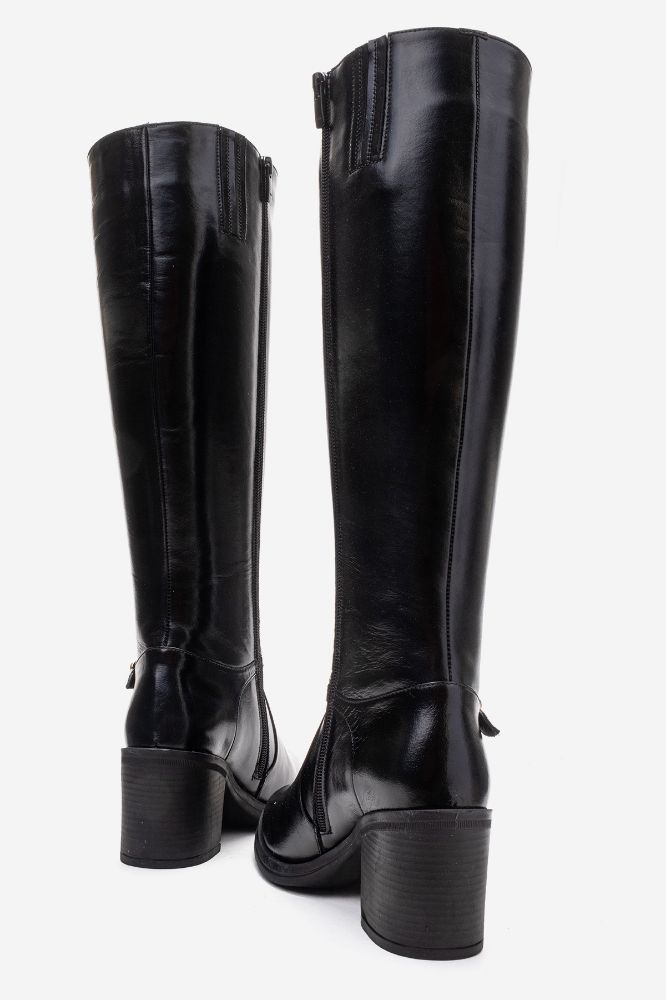 Kadın Deri Topuklu Çizme SIYAH PNC1499 resmi