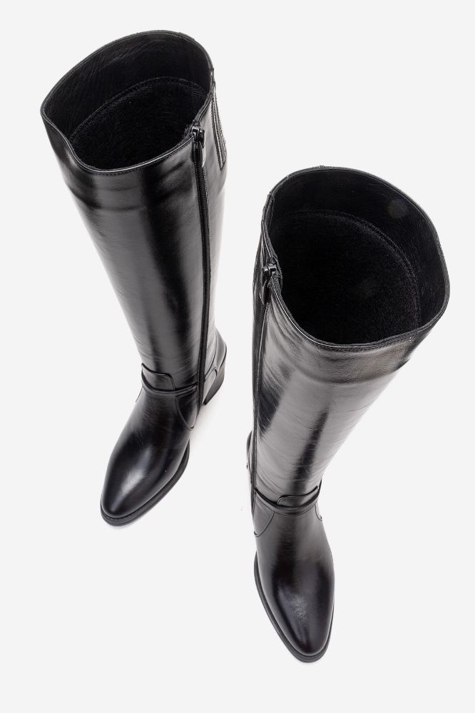Kadın Deri Topuklu Çizme SIYAH PNC1499 resmi