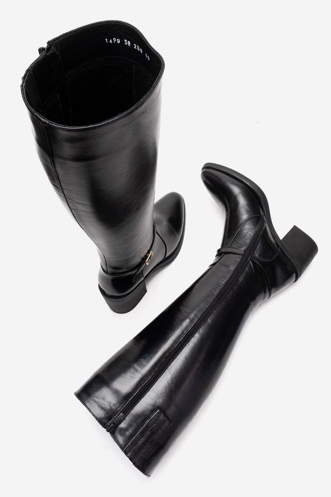 Kadın Deri Topuklu Çizme SIYAH PNC1499 resmi