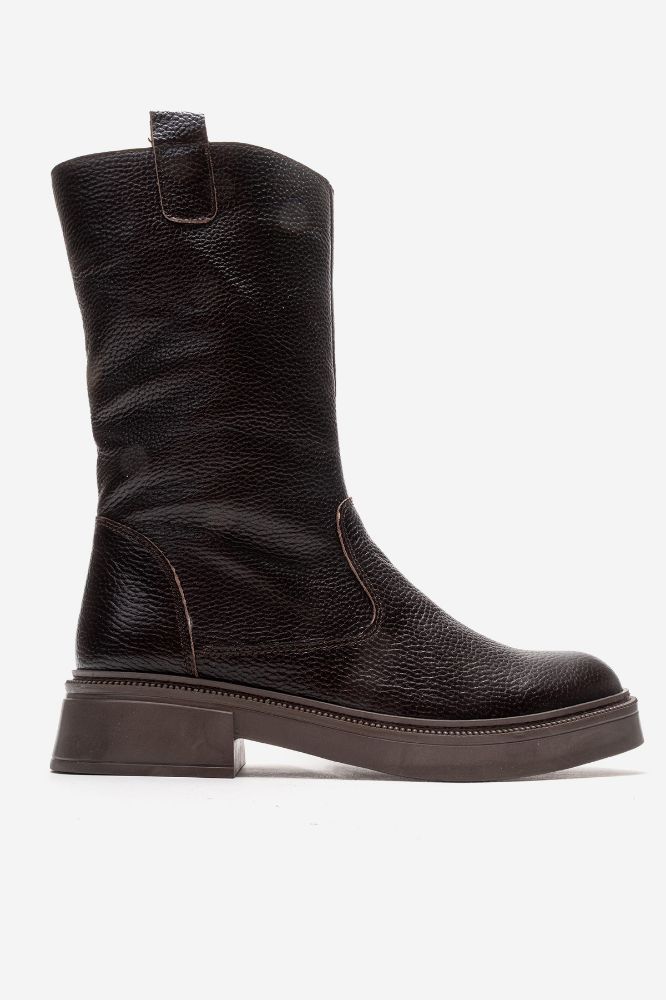 Kadın Deri Kalın Taban Bot KAHVE FLOTER PYZ888 resmi