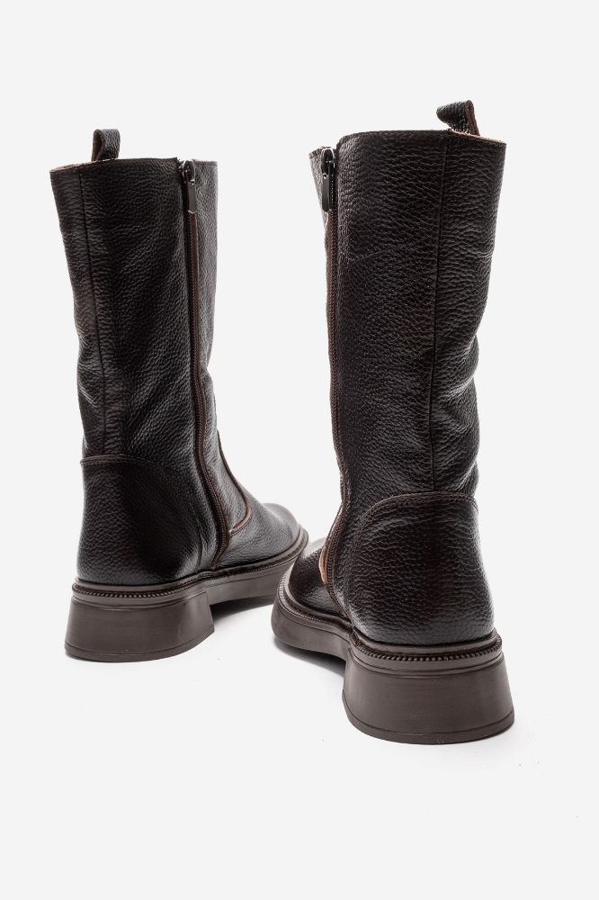 Kadın Deri Kalın Taban Bot KAHVE FLOTER PYZ888 resmi