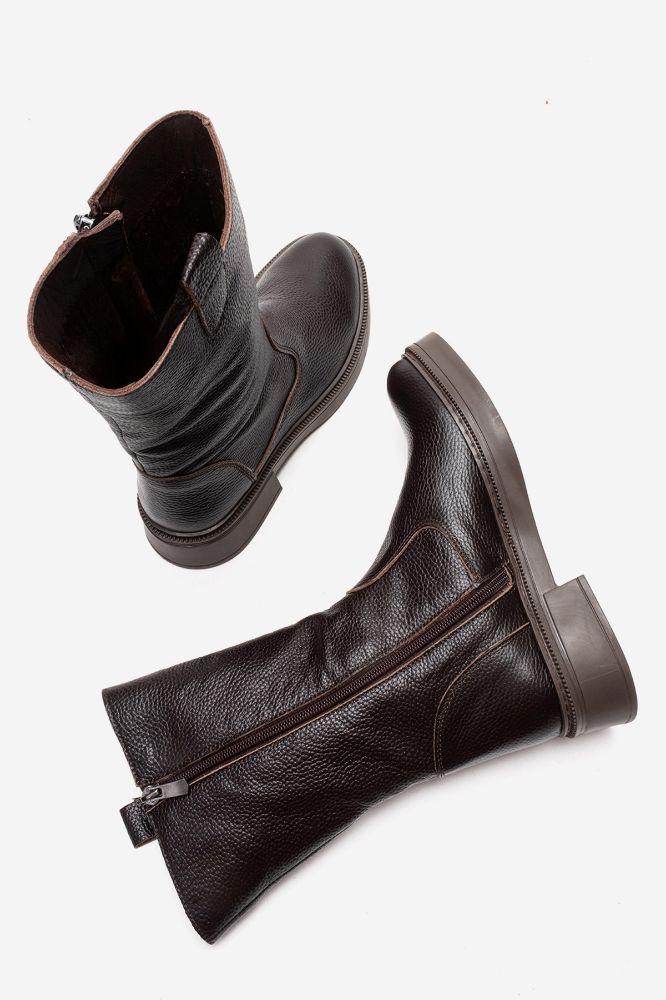 Kadın Deri Kalın Taban Bot KAHVE FLOTER PYZ888 resmi