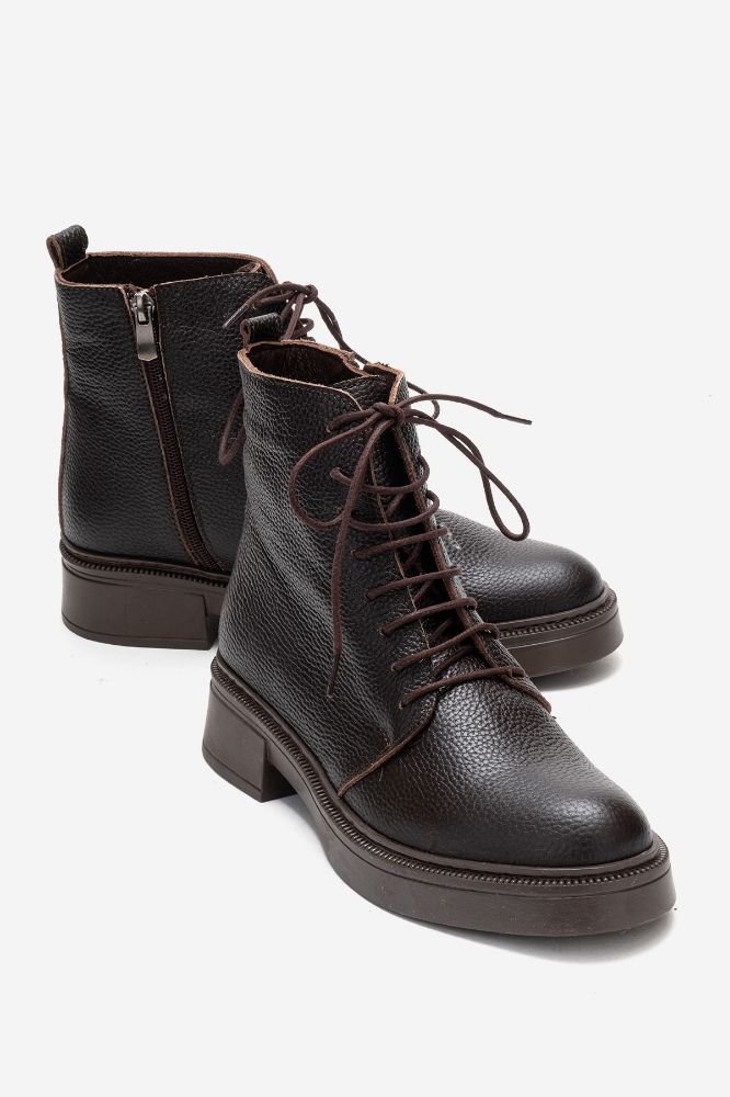 Kadın Deri Kalın Taban Bot KAHVE FLOTER PYZ7810 resmi