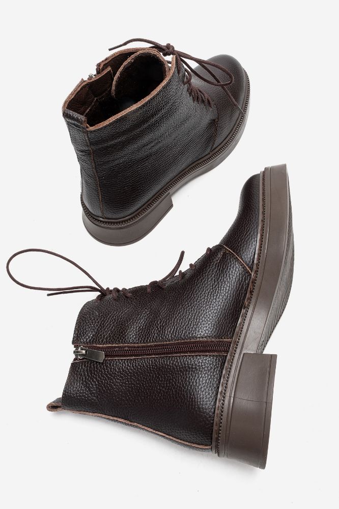 Kadın Deri Kalın Taban Bot KAHVE FLOTER PYZ7810 resmi