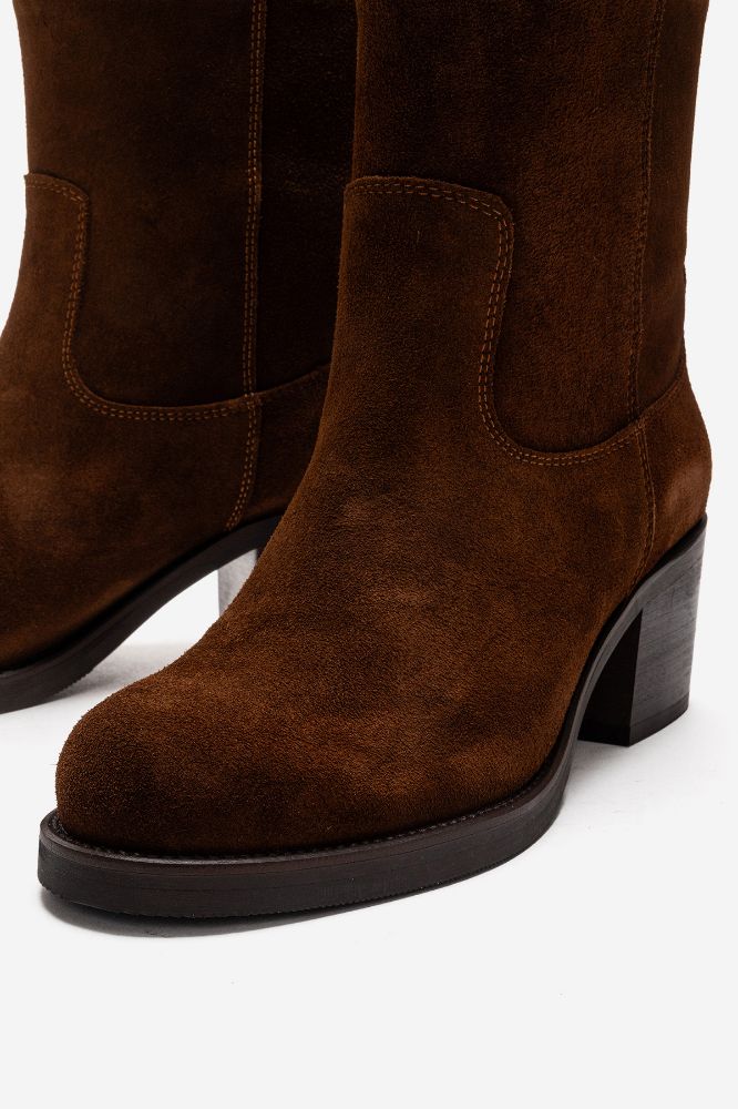 Kadın Deri Kalın Topuklu Bot KAHVE SUET PNC1350 resmi