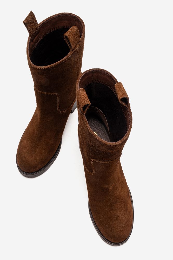 Kadın Deri Kalın Topuklu Bot KAHVE SUET PNC1350 resmi