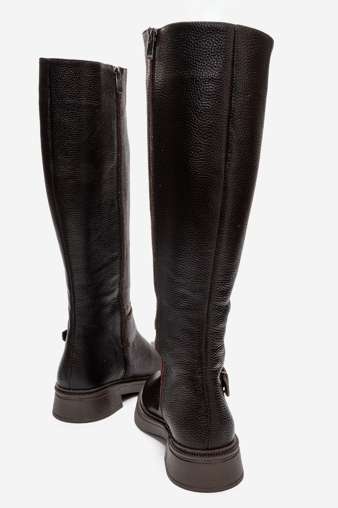 Kadın Deri Kalın Taban Tokalı Çizme KAHVE FLOTER PYZ6028 resmi