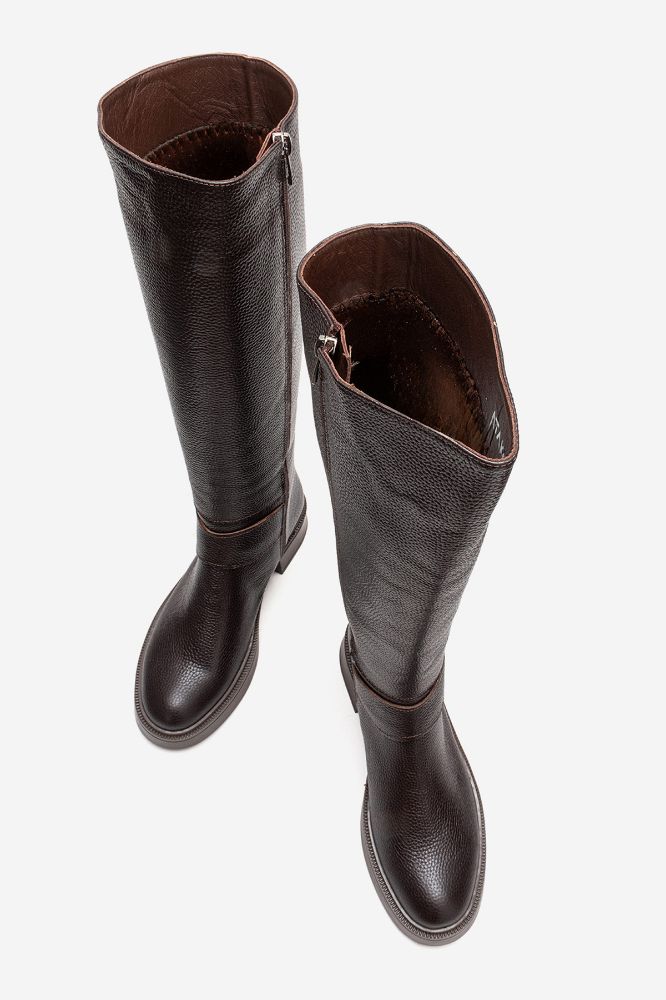 Kadın Deri Kalın Taban Tokalı Çizme KAHVE FLOTER PYZ6028 resmi