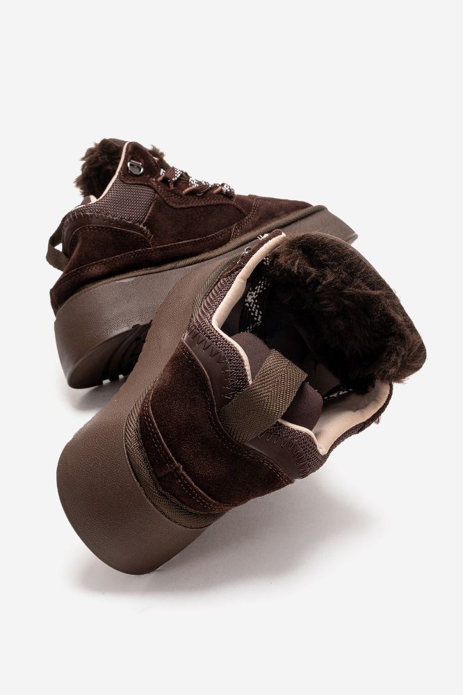 Kadın Deri Kalın Taban Ayakkabı KAHVE SUET MON3025 resmi