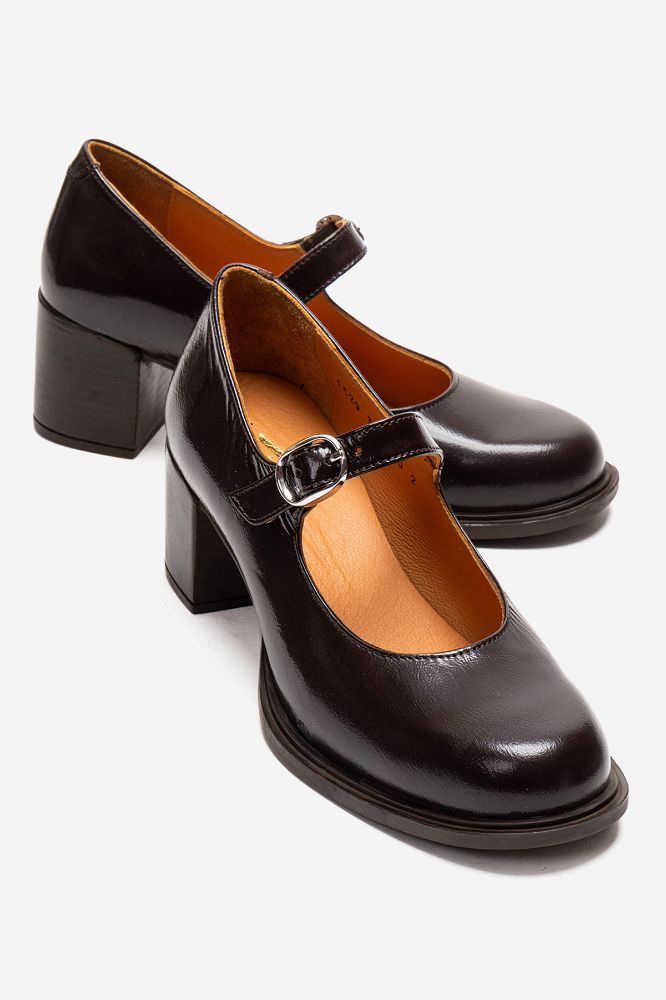 Kadın Deri Kalın Topuklu Bantlı Ayakkabı KAHVE PNC1529 resmi