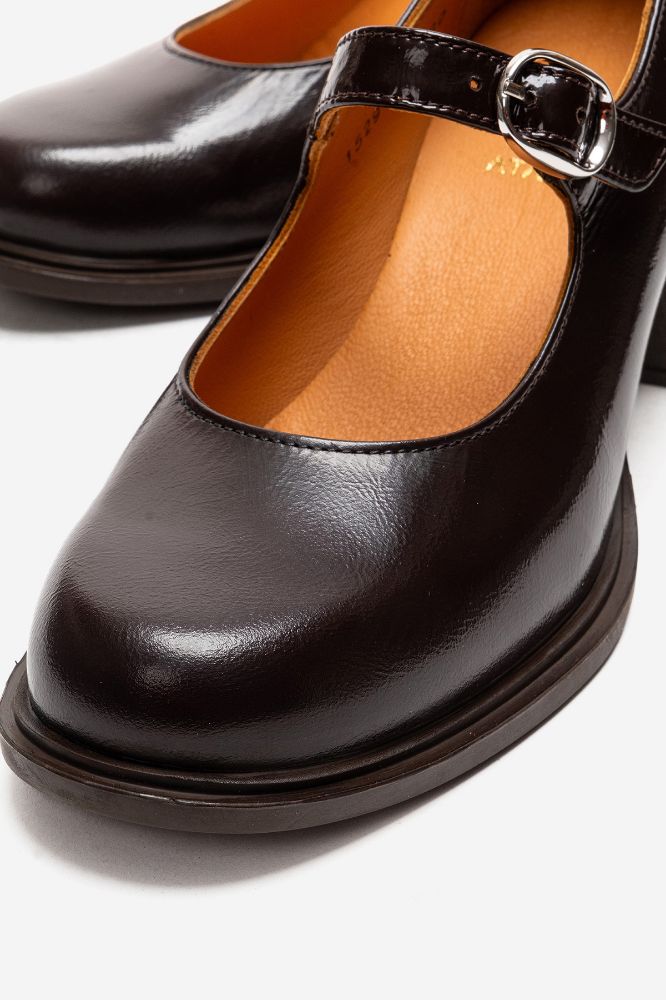 Kadın Deri Kalın Topuklu Bantlı Ayakkabı KAHVE PNC1529 resmi